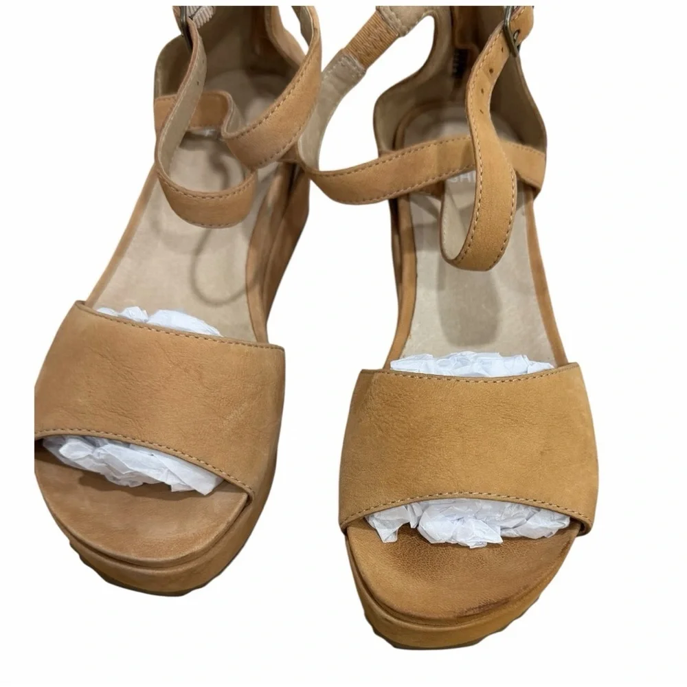 Eileen Fisher Emmy Tumbled Nubuck Platform Wedge Sandals Size 6
